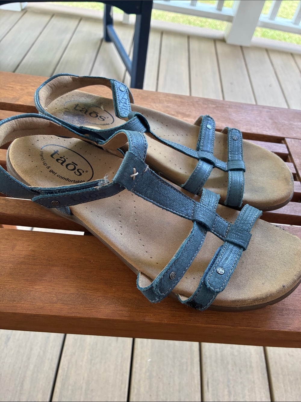Taos Trophy sandals in blue leather - Picture 2 of 7